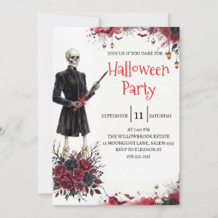 Gothische skelet man Halloween-feest uitnodiging