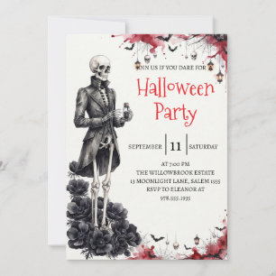 Gothische skelet man Halloween-feest uitnodiging