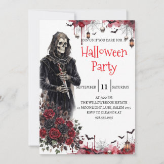 Gothische skelet man Halloween-feest uitnodiging