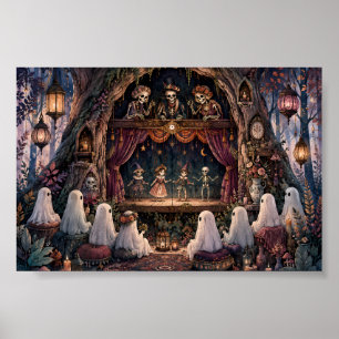 Gothische Skeletpoppenkast Poster met Gezellige Ge