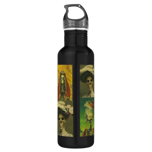 Gothische skeletten waterfles  (Achterkant)