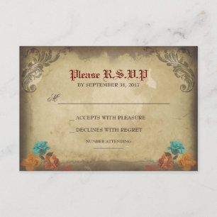 Gothische Skulls Day of the Dead Wedding RSVP card
