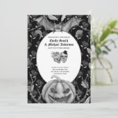  Gothische Skulls Halloween Gothic Uitnodiging (Staand voorkant)