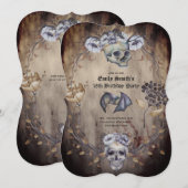  Gothische Skulls Paarse Oranje Flowers Gothic Kaart (Voorkant / Achterkant)