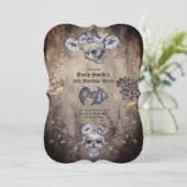  Gothische Skulls Paarse Oranje Flowers Gothic Kaart (Staand voorkant)