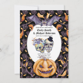  Gothische Skulls Paarse Oranje Flowers Gothic Kaart