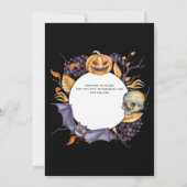 Gothische Skulls Paarse Oranje Flowers Gothic Kaart (Achterkant)