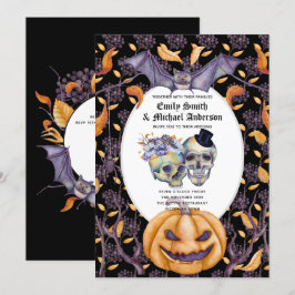  Gothische Skulls Paarse Oranje Flowers Gothic Kaart