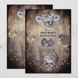 Gothische Skulls Paarse Oranje Flowers Gothic Kaart