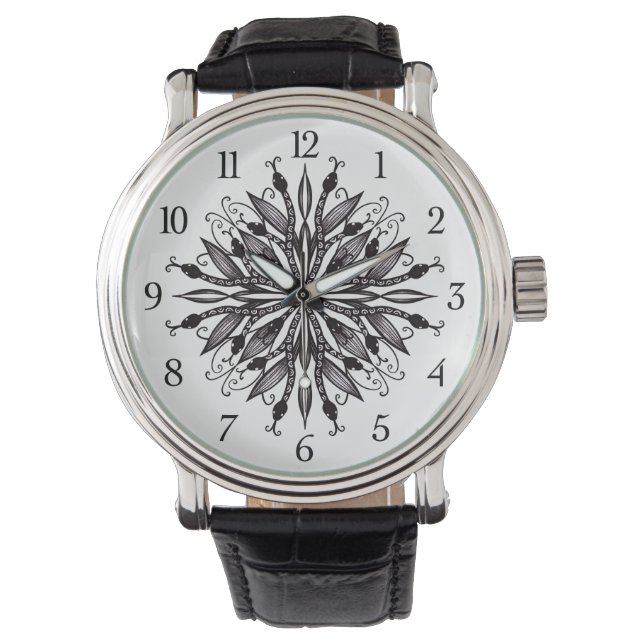 Gothische slangen, zwart en wit horloge (Voorkant)