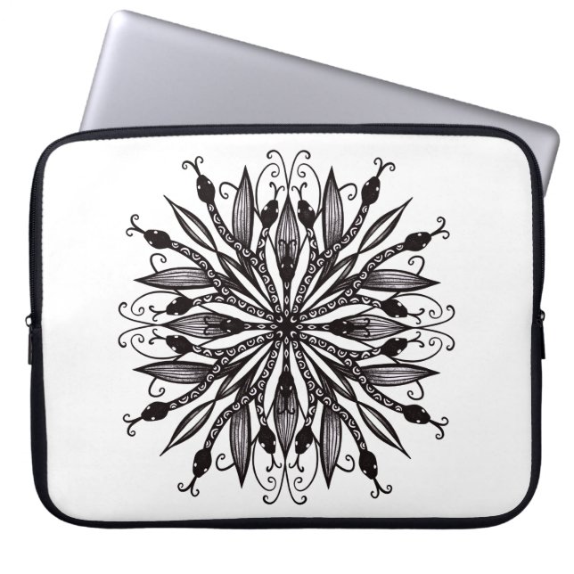 Gothische slangen, zwart en wit laptop sleeve (Voorkant)