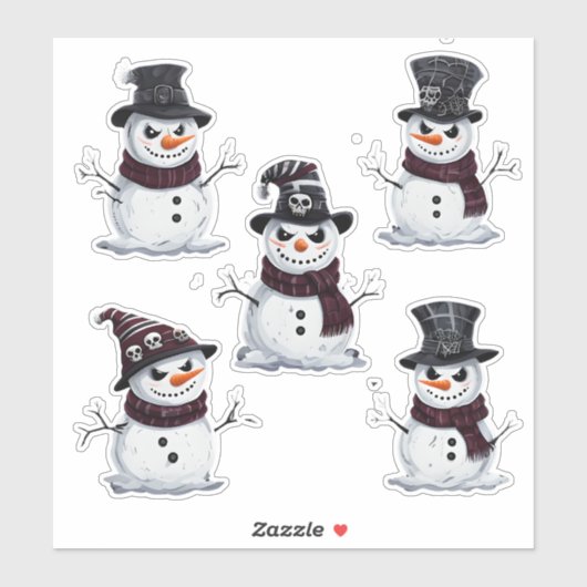 Gothische Sneeuwman Sticker (Vel)