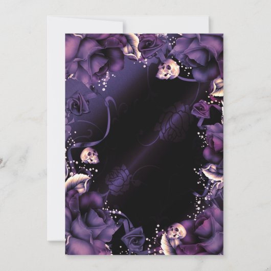 Gothische spieren en Paarse Rozen Halloween Weddin Kaart (Achterkant)