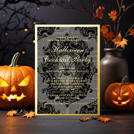 Gothische Spin Halloween Cocktail Party Goud Folie Uitnodiging