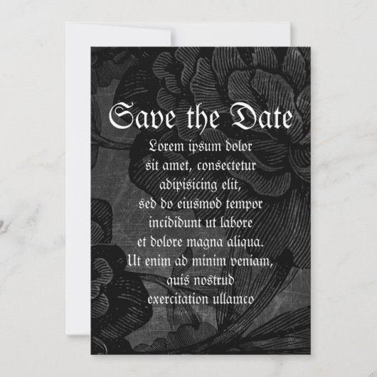 Gothische spin op bloem save the date (Voorkant)