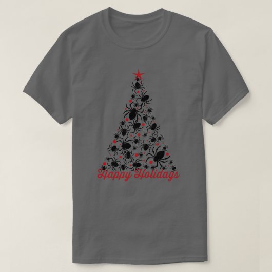 Gothische Spinnen Kerstboom T-shirt (Design voorkant)