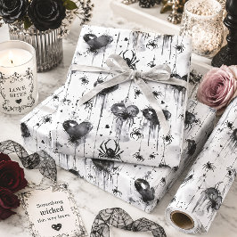 Gothische spinnenweb harten valentijn inpakpapier vel