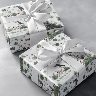 Gothische St. Patrick's Day bloemenskeletten Ierse Cadeaupapier