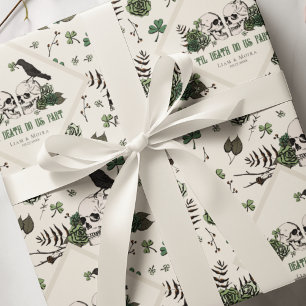 Gothische St. Patrick's Day bloemenskeletten Ierse Cadeaupapier