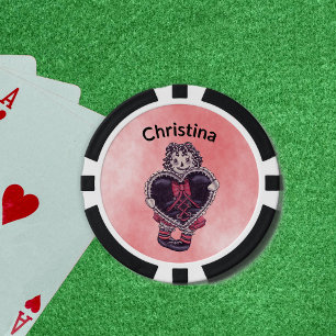 Gothische Stoffen Pop Yarn Haar Zwart Hart Rood Ro Poker Chips