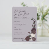 Gothische Stofpluim Tot de Dood Save the Date (Staand voorkant)