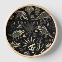 Gothische Tribale Dinosaurus Skelet Wandklok