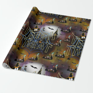 Gothische truc-of-treat spderweb herhaling cadeaupapier