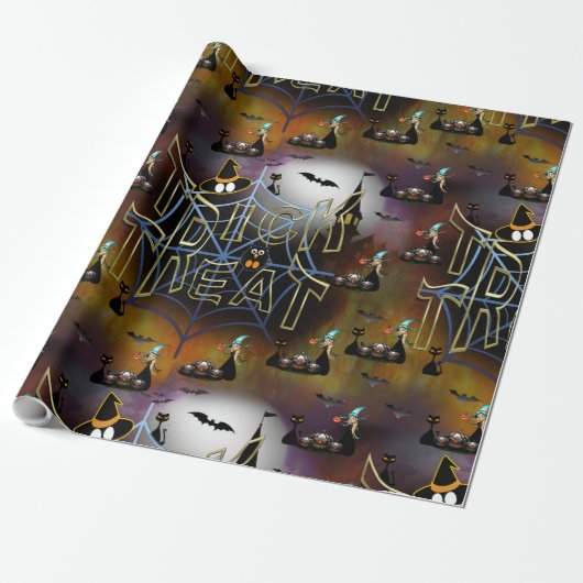 Gothische truc-of-treat spderweb herhaling cadeaupapier (Uitgerold)