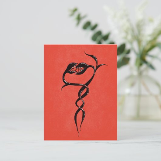 Gothische Valentijn Snake Planten in Love Briefkaart (Staand voorkant)