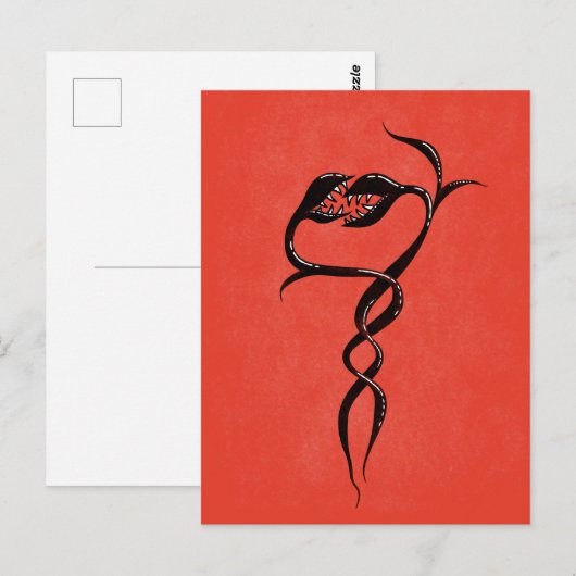 Gothische Valentijn Snake Planten in Love Briefkaart (Voorkant / Achterkant)