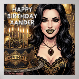 Gothische Vampier Verjaardag Donkere Fantasy Perso Poster