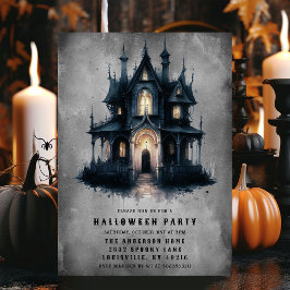 Gothische Victoriaanse Gehekst Huis Halloween Fees Kaart