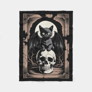 Gothische Vleermuis Kat Schedel Goth Zwarte Metaal Fleece Deken