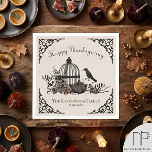 Gothische Vogelkooi Thanksgiving Servet