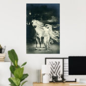 Gothische vrouw met wit paard poster (Thuiskantoor)