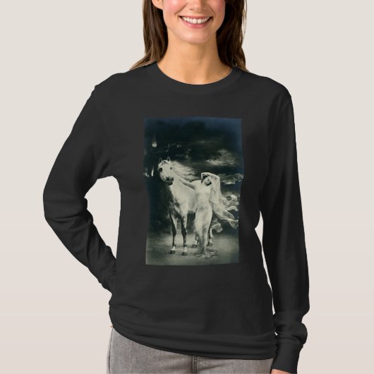 Gothische vrouw met wit paard t-shirt (Voorkant)