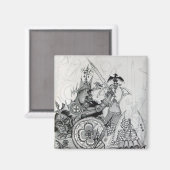 GOTHISCHE WARRIOREN, Barbarian Knachten, Fantasy Magneet (Voorkant / Achterkant)