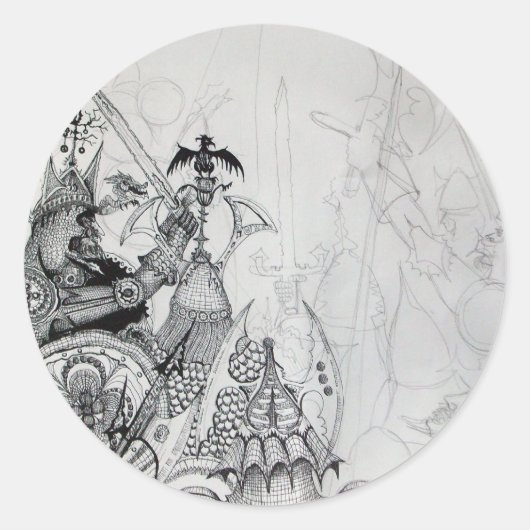 GOTHISCHE WARRIOREN, Barbarian Knachten, Fantasy Ronde Sticker (Voorkant)