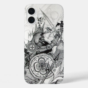 GOTHISCHE WARRIOREN Black White Fantasy iPhone 16 Plus Hoesje