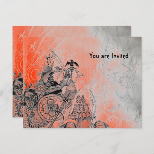 GOTHISCHE WARRIOREN, zwart, wit en rood Kaart (Voorkant / Achterkant)