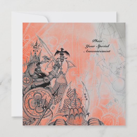 GOTHISCHE WARRIOREN, zwart-wit, rood zilverpapier Kaart (Achterkant)