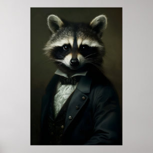 Gothische Wasbeer Portretprint Donkere Academie Th Poster