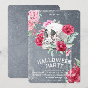 Gothische waterverf schedel bloemrijke Halloween-f Kaart