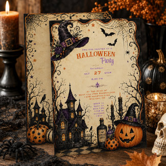 Gothische Whimsical Griezelen Halloween Feest | Kaart