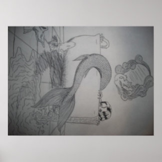 Gothische zeemeermin in het Bathtub-Poster Poster