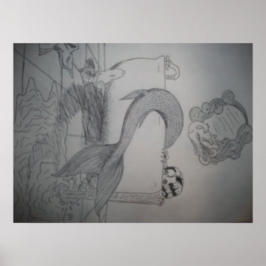 Gothische zeemeermin in het Bathtub-Poster Poster (Voorkant)