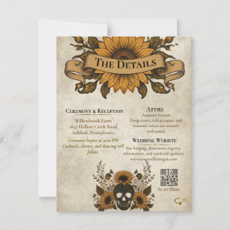Gothische Zonnebloem Schedel Herfst Vintage Hallow Aankondiging