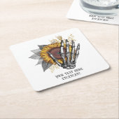 Gothische zonnebloem skelet kartonnen onderzetters (Schuin)