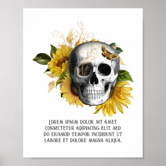 Gothische zonnebloem skelet poster (Voorkant)