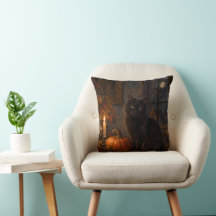 Gothische Zwarte Kat Halloween Worp Kussen